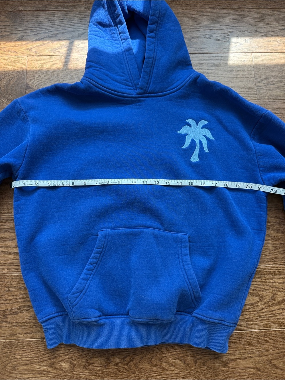 Pink palm puff - Blue Hawaii hibiscus Pullover Hoodie for Women - XS - Picture 8 of 8